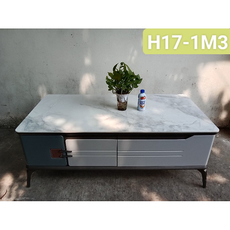 Bàn trà sofa Tundo mặt đá nhập khẩu vân xám