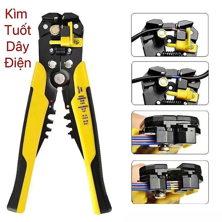 Kìm Tuốt Dây Điện Tự Động Đa Năng Tolsen – Bấm Cos, Cắt Dây Chuẩn Xác, Dễ Dùng