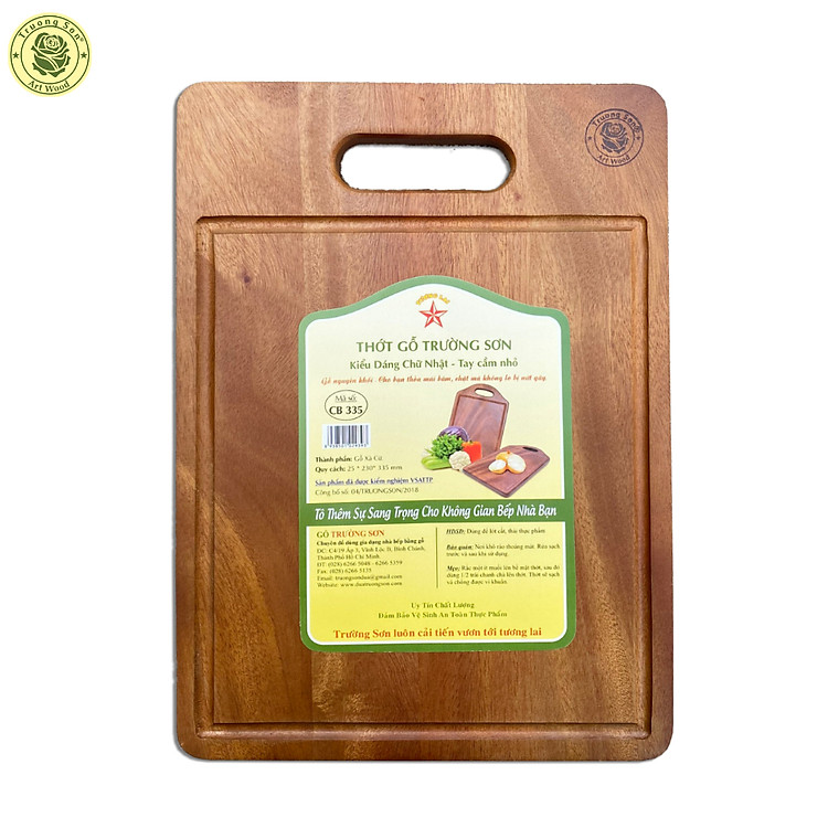 Thớt Gỗ Xà Cừ Hình Chữ Nhật Đại Có Khe Chứa Nước - Đồ Gỗ Nhà Bếp Thương Hiệu Trường Sơn