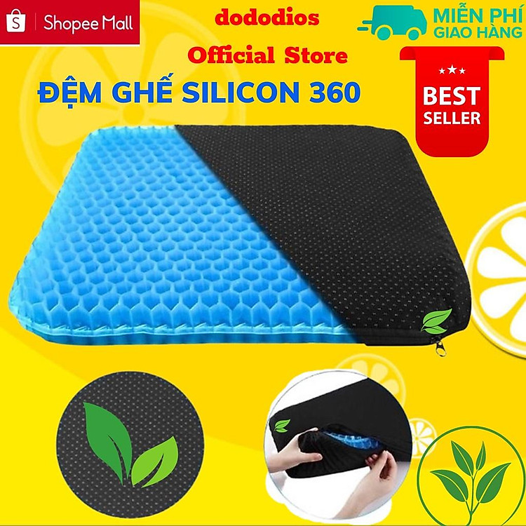 Đệm Ngồi 3D 2 Lớp Thoáng Khí Gel Tổ Ong Lót Ghế Trên Ô Tô Giúp Tuần Hoàn Máu, Chống Đau Mỏi Lưng - Hãng dododios
