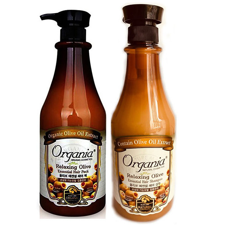 Combo dầu gội siêu mượt olive 750g và dầu ủ tóc olive 1000g organia