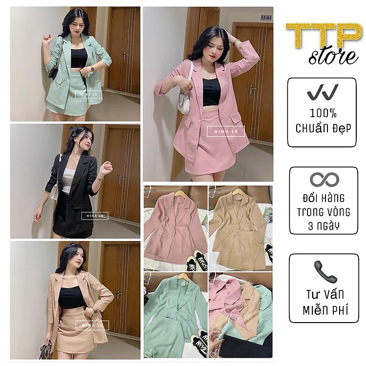 SET VEST NỮ ÁO & CHÂN VÁY THIẾT KẾ QUẢNG CHÂU CAO CẤP - SET ÁO VEST DÀI CHÂN VÁY CHỮ A LỤA FORD TTP STORE