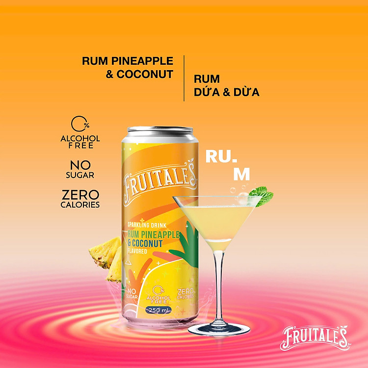 Lốc 6 lon Mocktail Fruitales vị Rum Dứa & Dừa