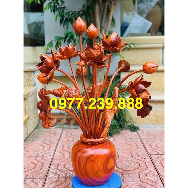 hoa sen gỗ hương 1 bình
