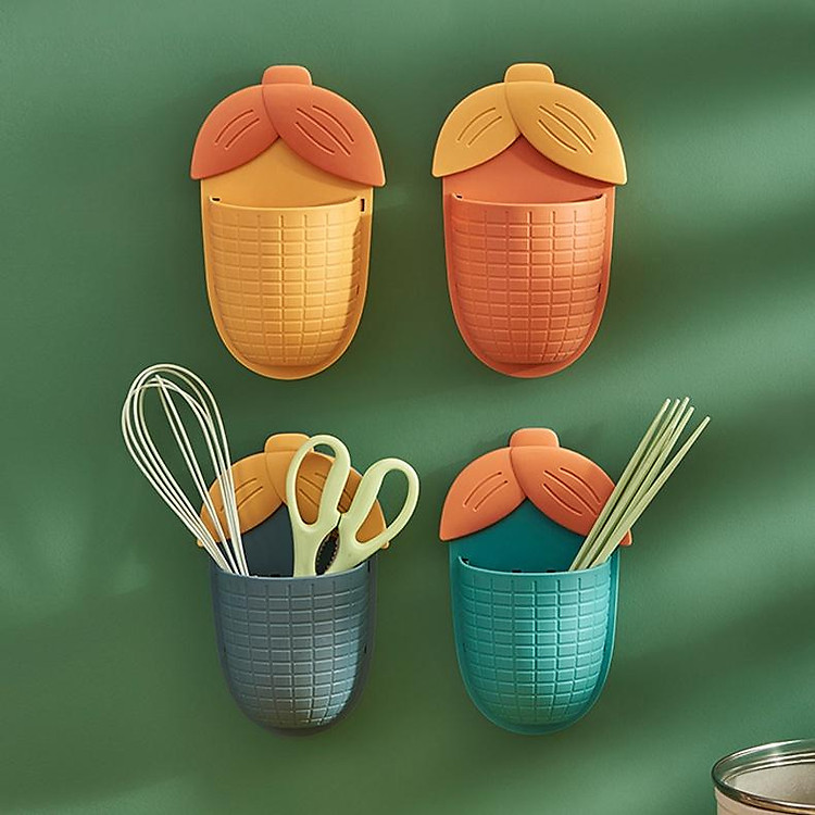 Kệ để đồ dán tường hình trái bắp cute giá để đồ nhà tắm kệ đựng bàn chải đánh răng ống cắm bút kệ decor nhà đẹp KBAP