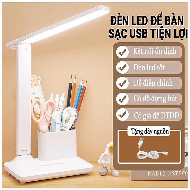 Đèn Bàn Học Đọc Sách Cao Cấp Teement Led Chống Cận 03 Chế Độ Ánh Sáng Vàng Bảo Vệ Mắt- Hàng Chính Hãng