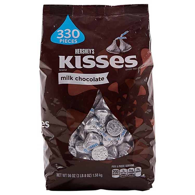 Kẹo Chocolate Hershey’s Kisses Milk Chocolate Gói 1,58 Kg Của Mỹ