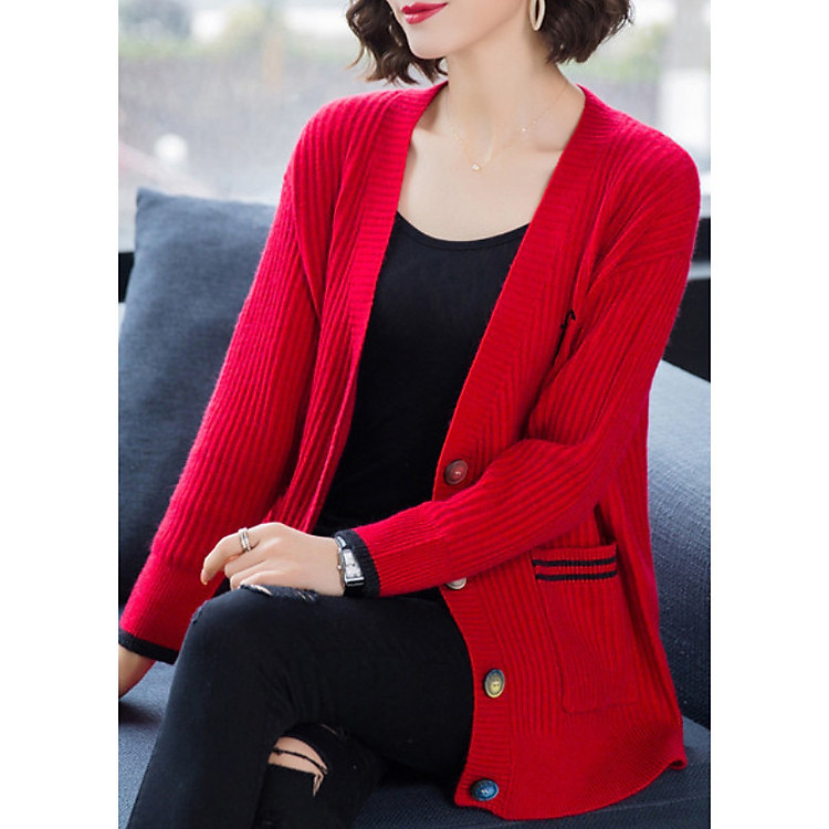 Áo Cardigan Nữ Form Hàn Quốc Khoác Vai ALNO34 MayBlue