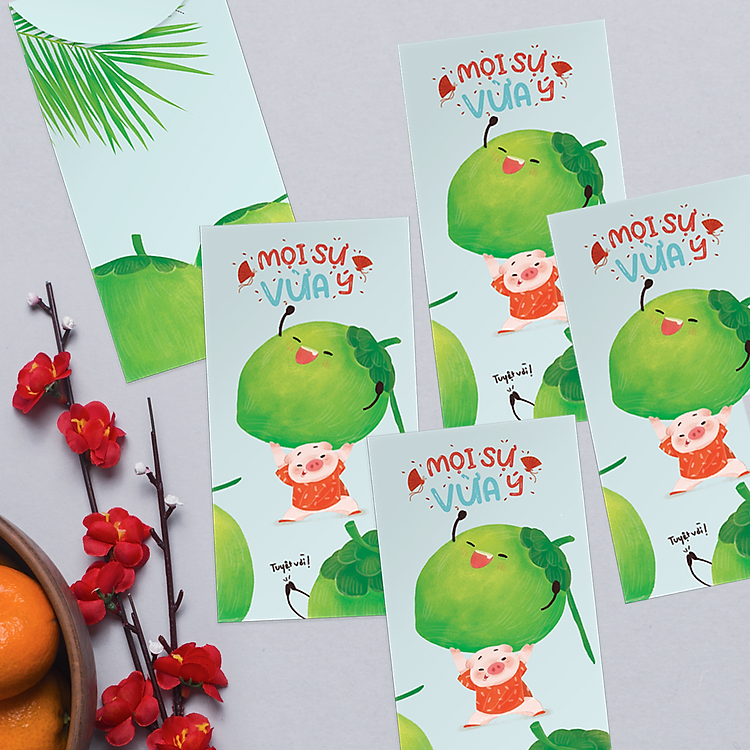 Bao lì xì SDstationery NGŨ QUẢ SUM VẦY (set 5 bao) 9×17 cm