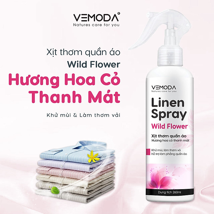Xịt thơm quần áo Vemoda cao cấp giúp khử mùi ẩm mốc, làm thơm vải nhanh chóng