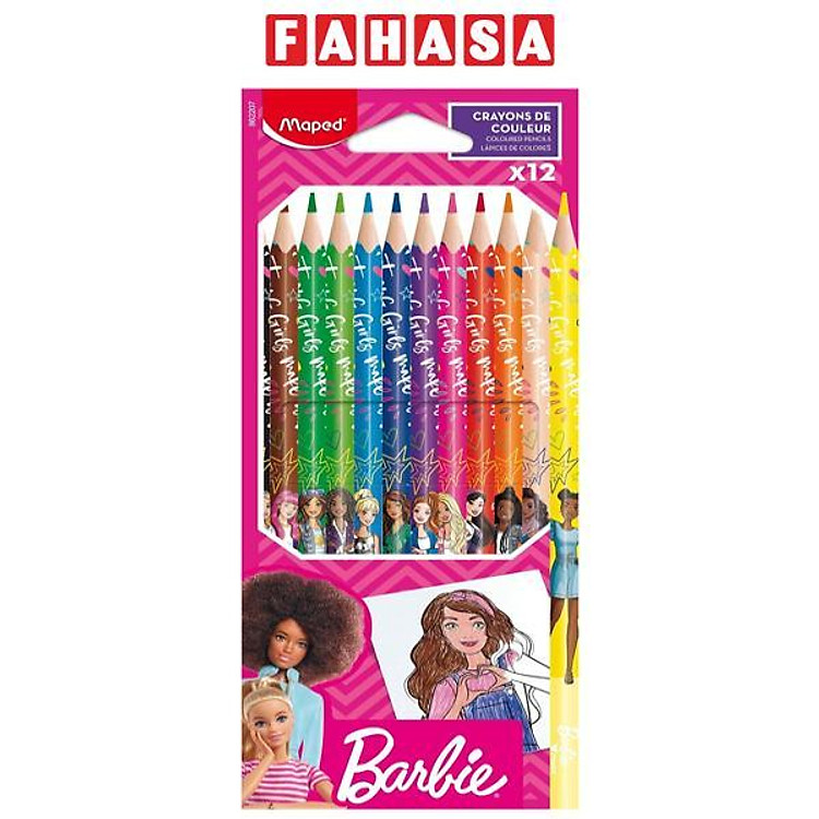 Bút Chì Màu Barbie Maped (12 chiếc)