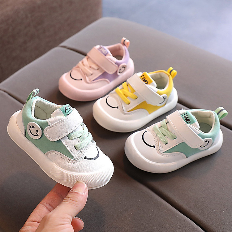 Giày cho bé trai bé gái 1 - 3 tuổi mặt cười ngộ nghĩnh da mềm đế chống trơn GE65