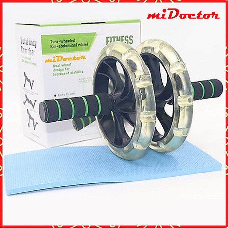 Con Lăn Tập Bụng 2 Bánh Chính Hãng + Thảm Lót