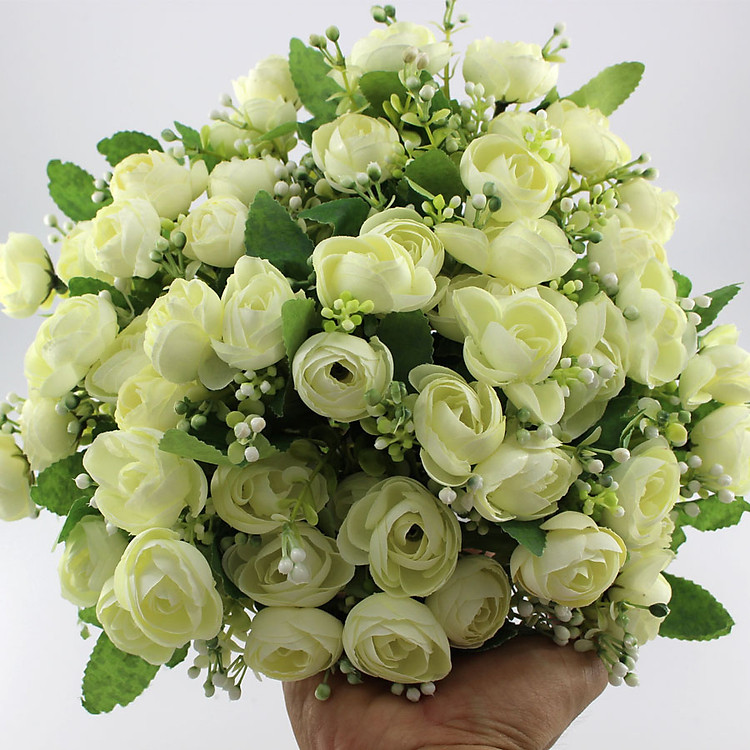 Bộ 50 Hoa Hồng Nhiều màu Giả Hoa giả để bàn Hoa giả trang trí MeeFlower