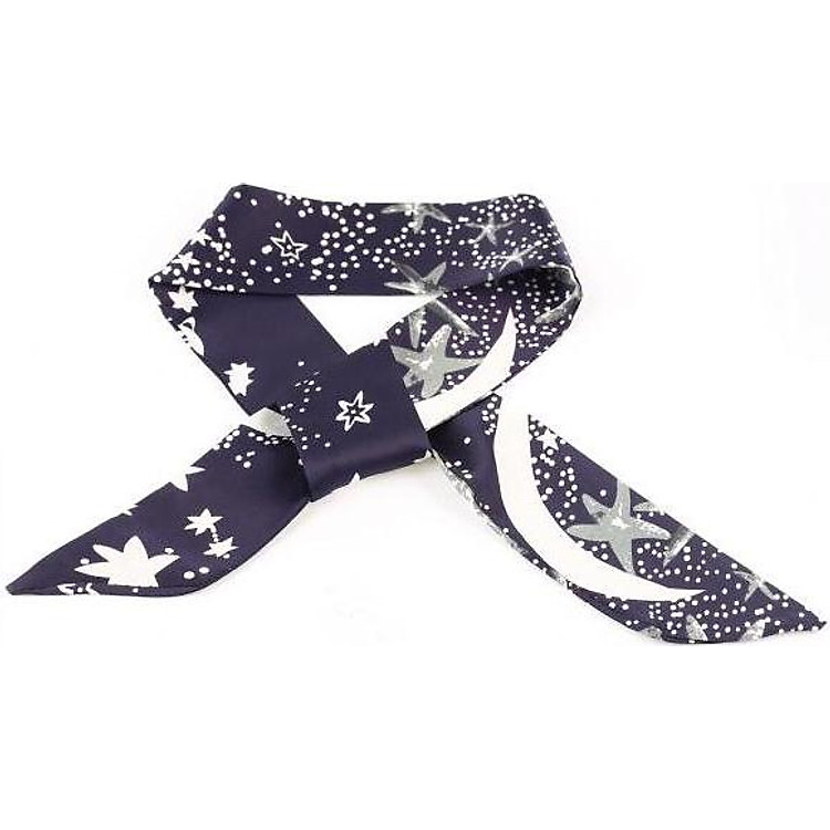 Khăn Turban Dài Lụa Satin Màu Xanh Dương