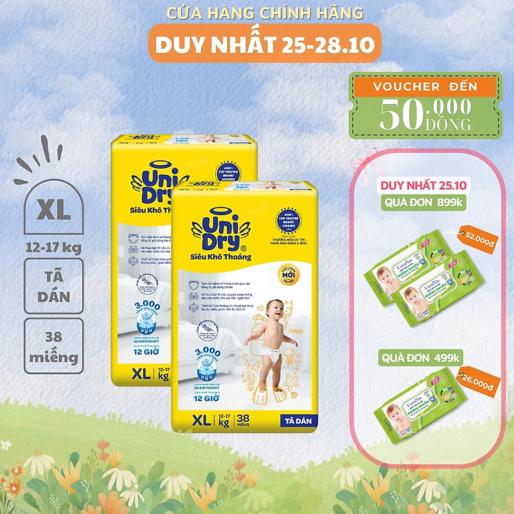 Combo 2 – Tã dán UniDry Jumbo Chính hãng Ưu đãi