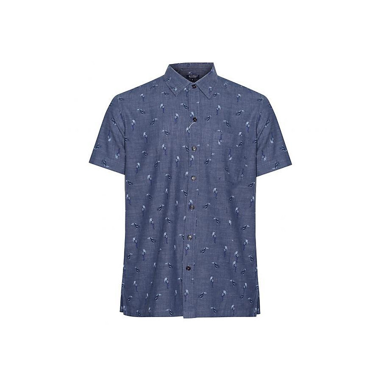 Áo sơ mi jean họa tiết cao cấp SMJ04 xanh họa tiết