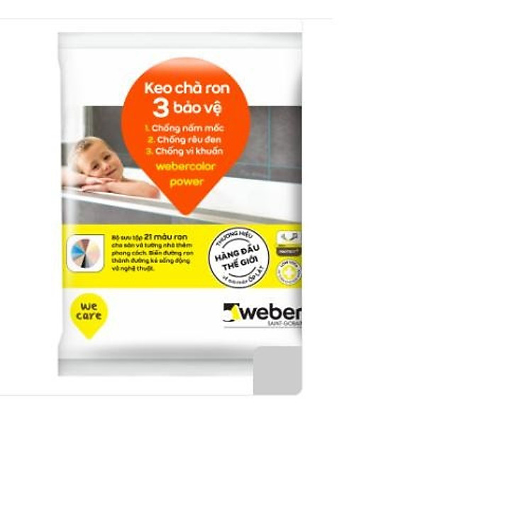 Keo chà ron/ chít mạch Weber.color power 3 BẢO VỆ: Chống nấm mốc, rêu đen và vi khuẩn chuyên dùng cho khu vực ẩm ướt