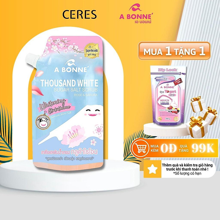 Muối Tắm Sữa Bò A Bonne Hoa Hồng & Hoa Anh Đào Tẩy Tế Bào Chết 350g