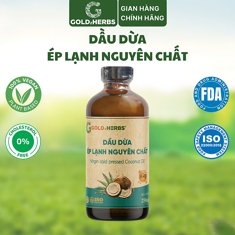 Dầu dừa ép lạnh nguyên chất GoldzHerbs - Chai 120ml/ 250ml