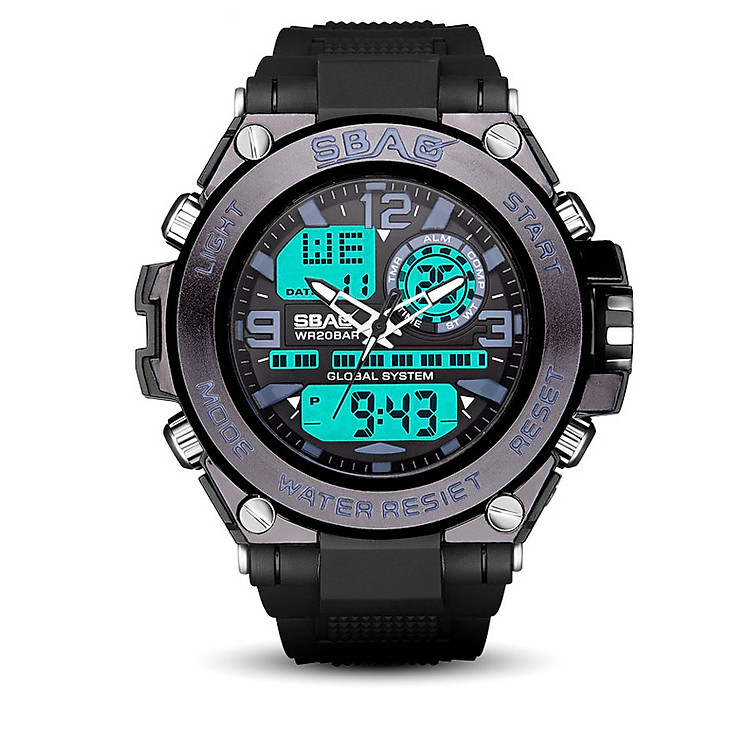 Đồng Hồ Nam Thể Thao Sbao S8025 Chạy 2 Máy Kim_Điện Tử Song Song