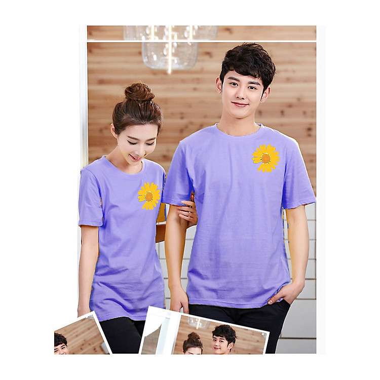 Combo 2 Áo Thun Cặp Đôi so Cute In Họa Tiết Hoa Cúc xinh xắn chất thun đẹp