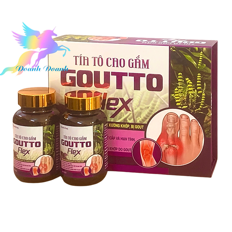 Viên Gút Tía tô cao gấm Goutto Flex, ( Hộp 2 lọ x 30 viên ), giúp giảm đau xương khớp do gout