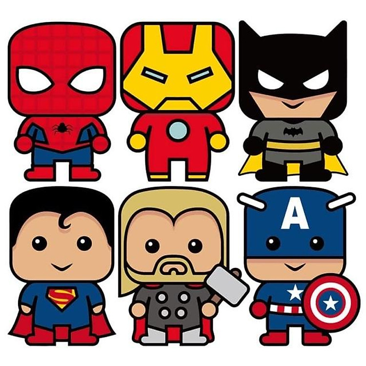 bao lì xì chibi hoạt hình siêu nhân người nhện người dơi doremon