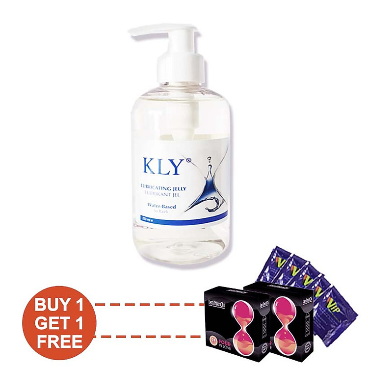 Gel Bôi Trơn KLY (250ml) - Tặng 1 Hộp BCS Tâm Thiện Chí Four In Love Và 10 Gói Gel VIP