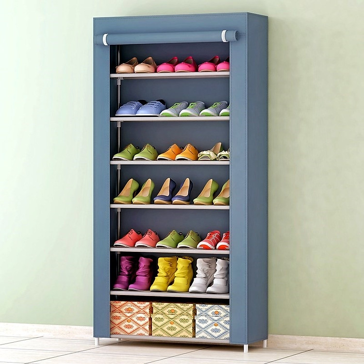 Kệ Để Giày Gấp Gọn Đa Năng Khung Kim Loại Dễ Tháo Lắp (Họa Tiết Ngẫu Nhiên)Tặng Kèm Móc Treo Đồ BENRIKIDS Đa Năng