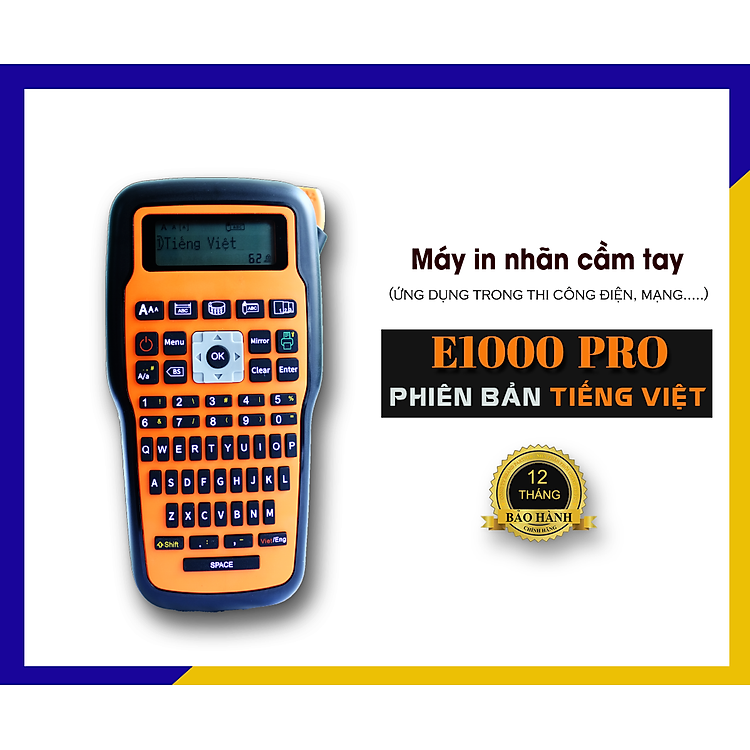 MÁY IN NHÃN CẦM TAY E1000 PRO BẢN TIẾNG VIỆT (CÓ ADAPTER) - CHÍNH HÃNG