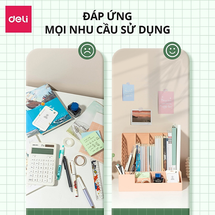 Khay đựng tài liệu Deli 4 ngăn màu pastel nhỏ gọn - Ảnh 4