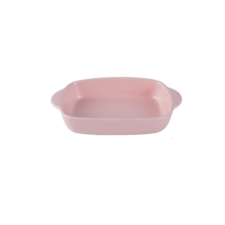 Khay nướng bánh bằng sứ hình chữ nhật màu hồng 23,5 cm (1 chiếc)