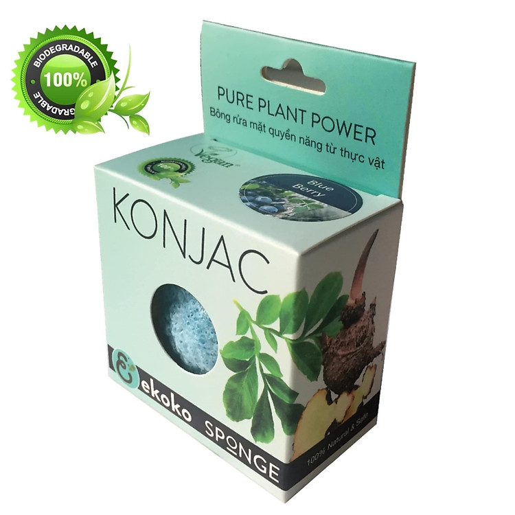 Bông rửa mặt Konjac Việt Quất - Ekoko Konjac Spone Blueberry