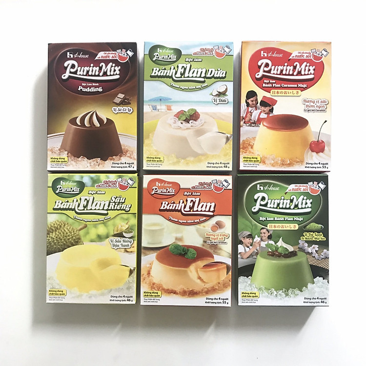 Combo 06 hộp Bột làm bánh Flan Purin Mix House Foods
