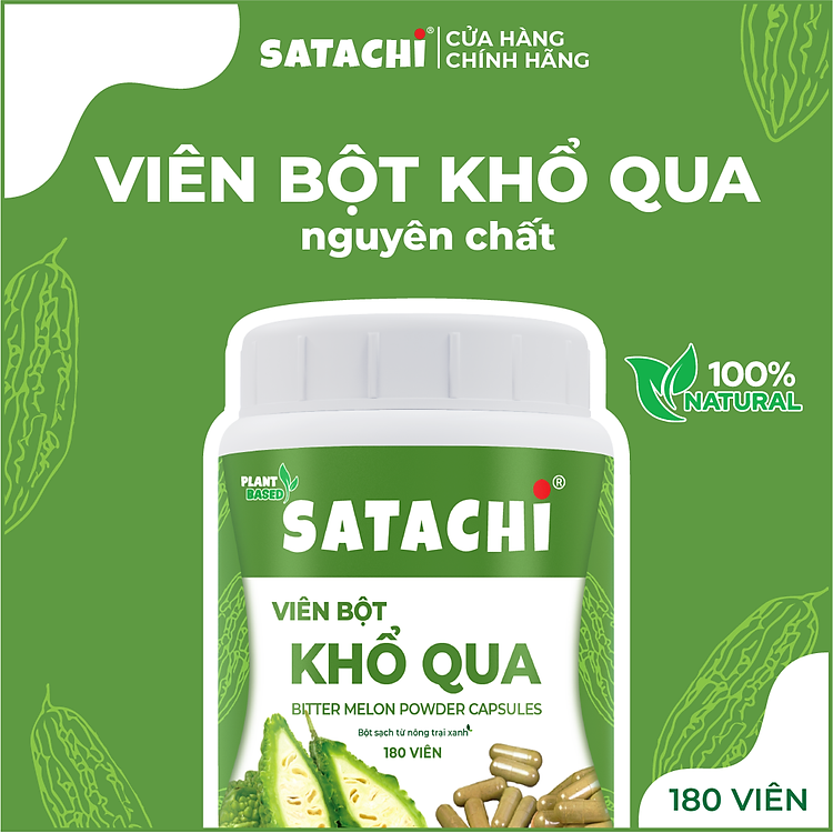 Viên Bột Khổ Qua Nguyên Chất SATACHI – 100% Từ Mướp Đắng – Dạng Viên Tiện Lợi – Hộp 180 viên