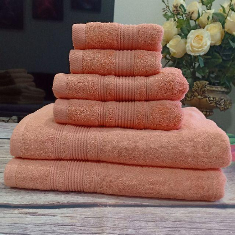 Set 6 Khăn tắm, khăn lau đầu, khăn mặt gia đình siêu rẻ, dí 2 đầu cực đẹp chất bông 100% cotton