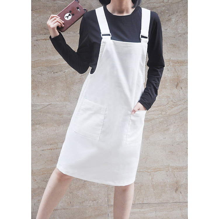 Đầm Yếm Nữ Nhung Trắng D003