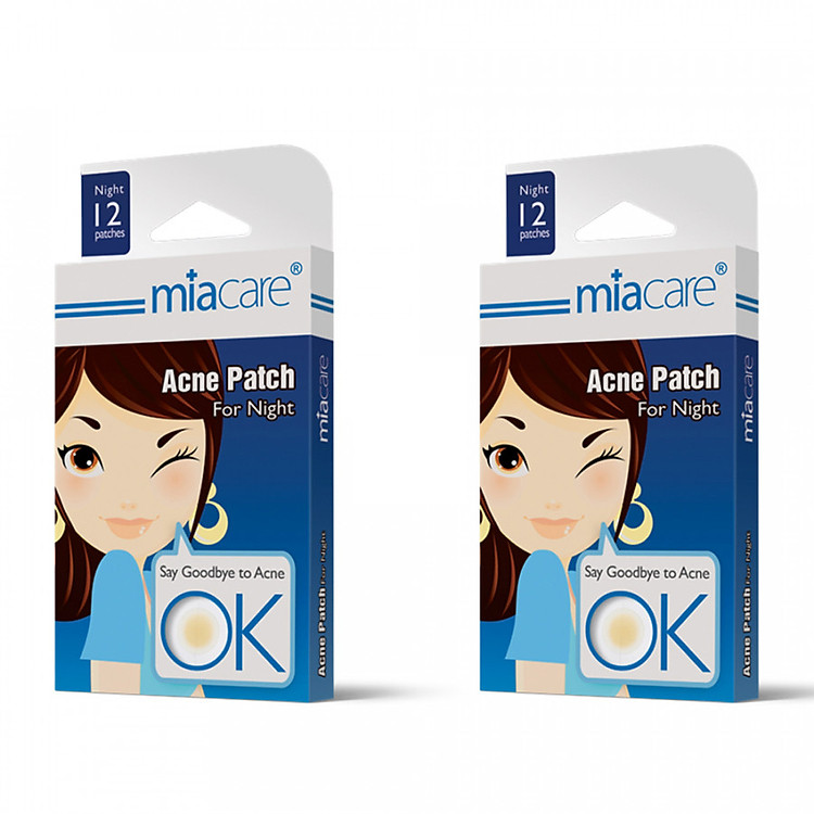 Combo 2 hộp miếng dán hỗ trợ điều trị mụn che khuyết điểm Miacare ban đêm 24 miếng
