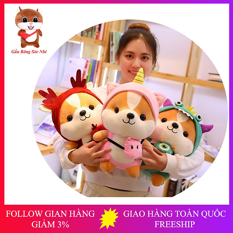 Gấu bông chó Shiba cosplay 25cm Chính hãng Giá rẻ
