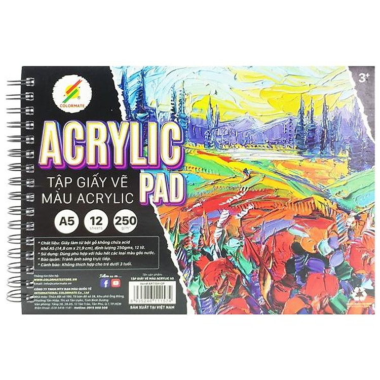 Tập Giấy Vẽ A5 Acrylic Pad Colormate ARTIST-OP (12 tờ)