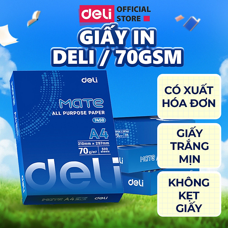 Giấy A4 Deli (500 tờ)
