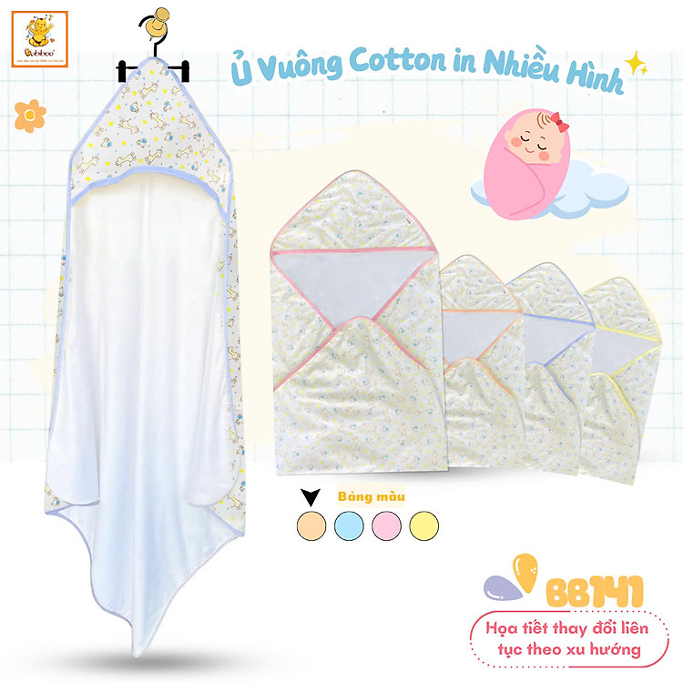 Khăn quấn sơ sinh BABIBOO 80x80cm Chính hãng Tiết kiệm - Hình ảnh 3