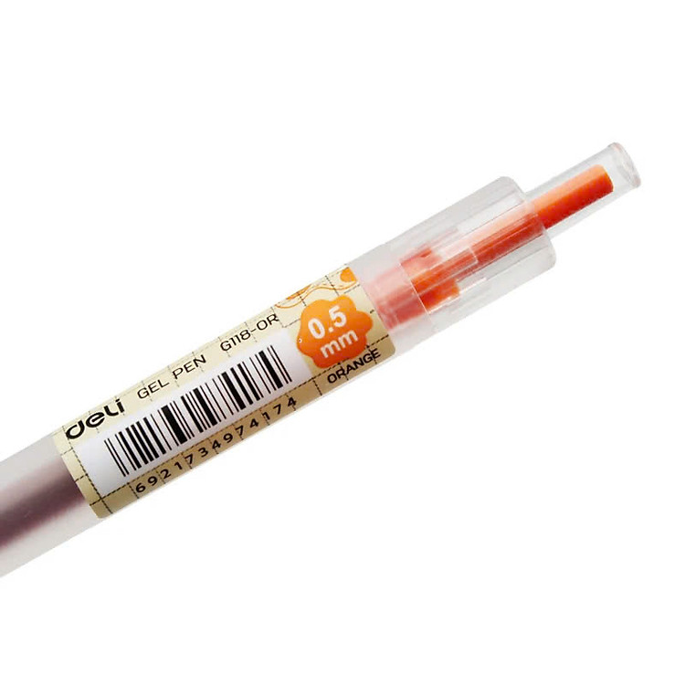Bút Gel Deli EG118-OR (0.5 mm) - Mực Cam - Ảnh 2