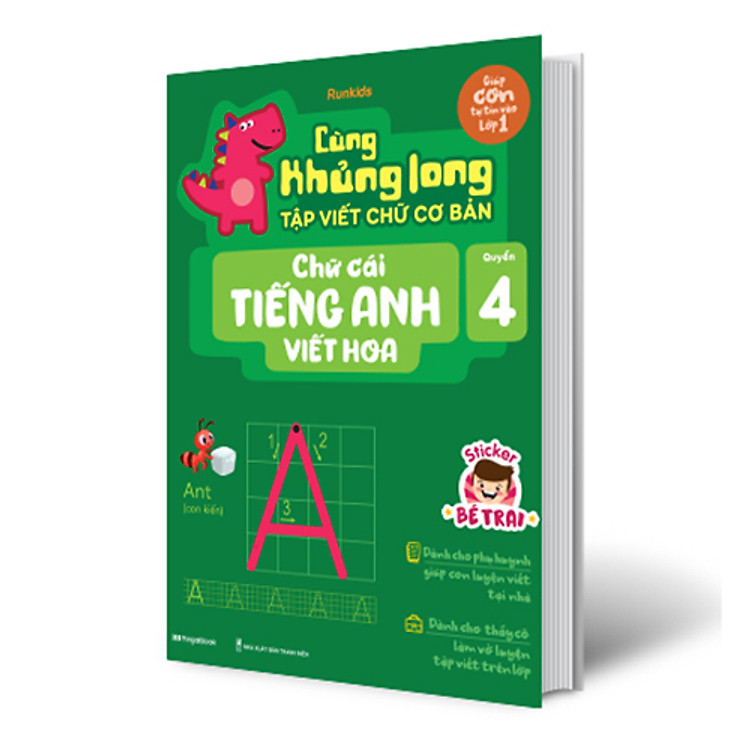 Cùng Khủng Long Tập Viết Chữ Cơ Bản - Chữ Cái Tiếng Anh Viết Hoa (Quyển 4) - Ảnh 2