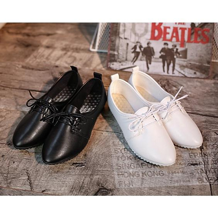 Giày bệt nữ, giày búp bê, có dây buộc nơ giúp ôm chân, loại đẹp, phong cách tiểu thư Hàn Quốc