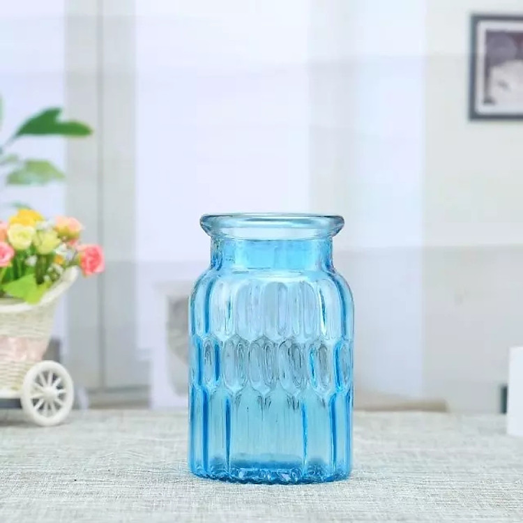 Bình Bông Lọ Hoa Thủy Tinh Hình Trụ Hoa Văn Elip (Màu Ngẫu Nhiên)