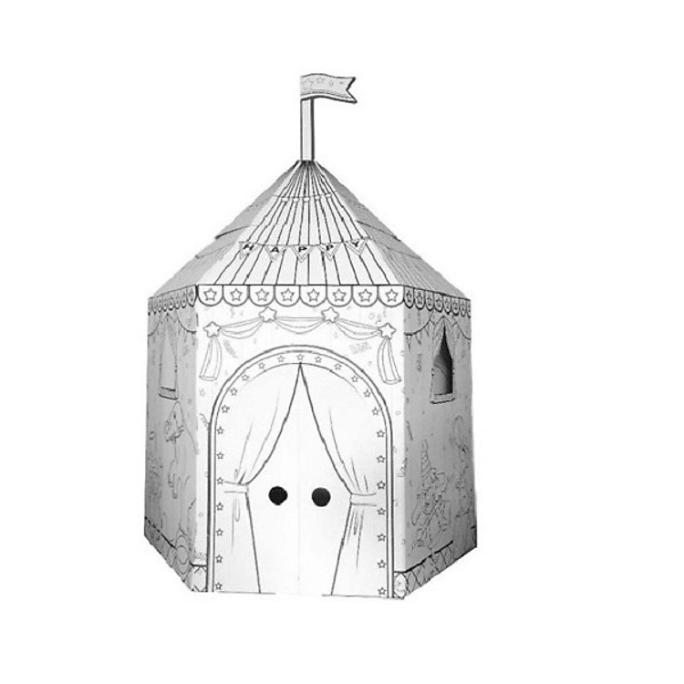 Mô hình nhà giấy, lều giấy cỡ lớn cho bé tô màu Z0078 - Họa tiết ngẫu nhiên
