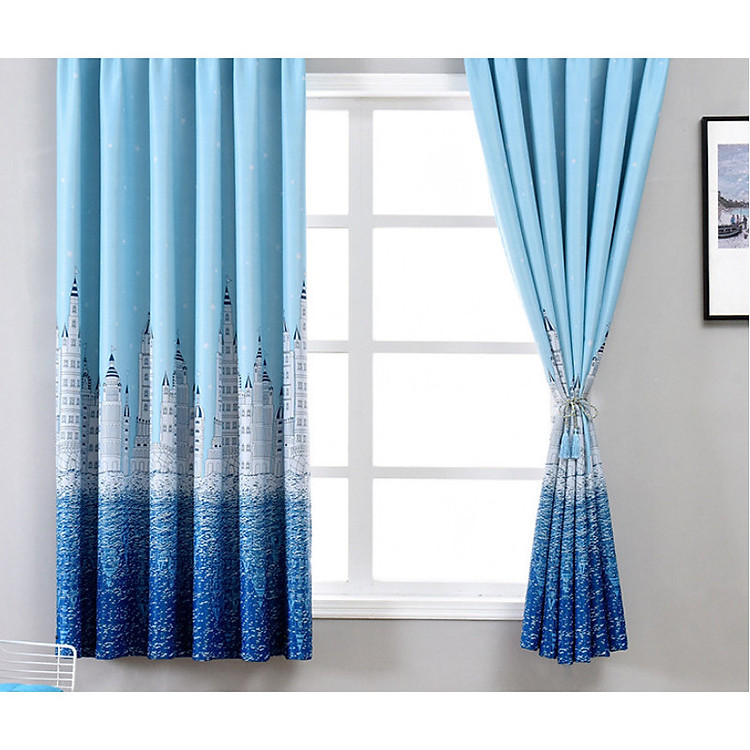 RÈM CỬA THÀNH PHỐ XANH SIZE 1M NGANG X 2M CAO (1 TẤM )