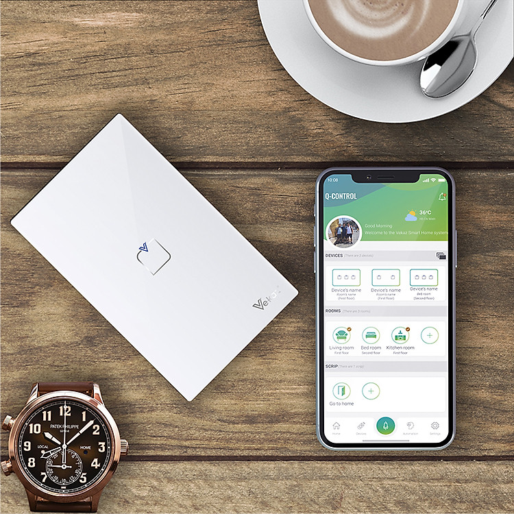 Công tắc cảm ứng thông minh 1 kênh (1 nút) Vekaz - Chính hãng - HCN kiểu đứng